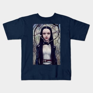 Wednesday Addams Anime Portrait Kids T-Shirt